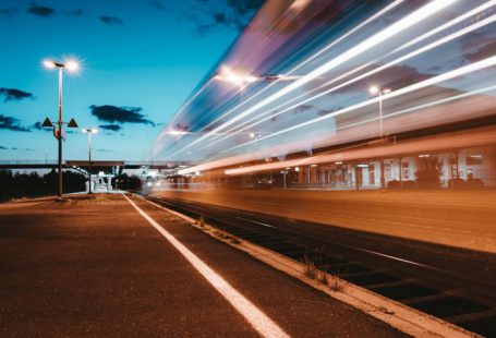 Train - well-lit street lamp during night time