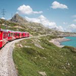 Train - red train near lake