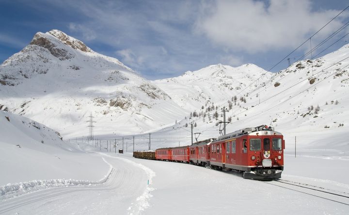 Train - train, railway, snow