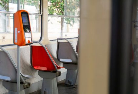 Train Ticket - red and gray bus seat