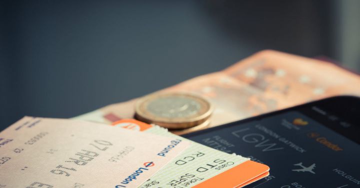 Travel Documents - Orange and Green Label Airplane Ticket